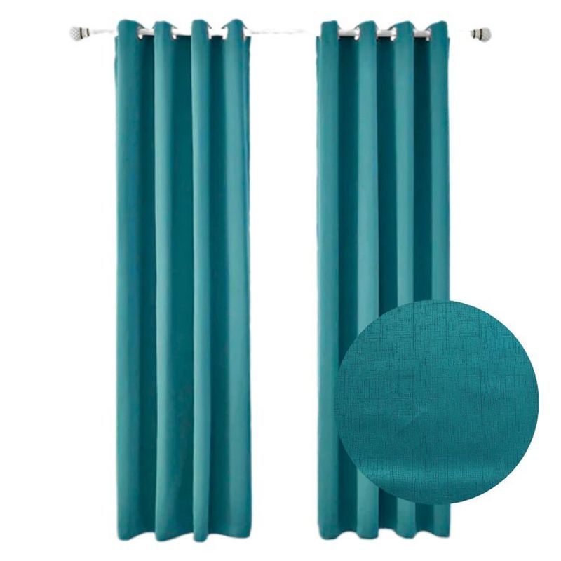 SALA FABULOSA - Cortina con aros en 2 paños- 3mts ancho x 2.30 alto. - Turquesa