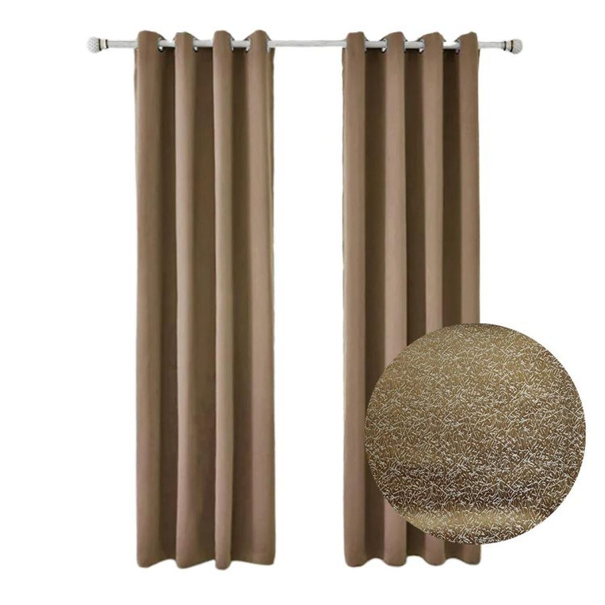 SALA FABULOSA - Cortina con aros en 2 paños- 3mts ancho x 2.30 alto. - Oro viejo