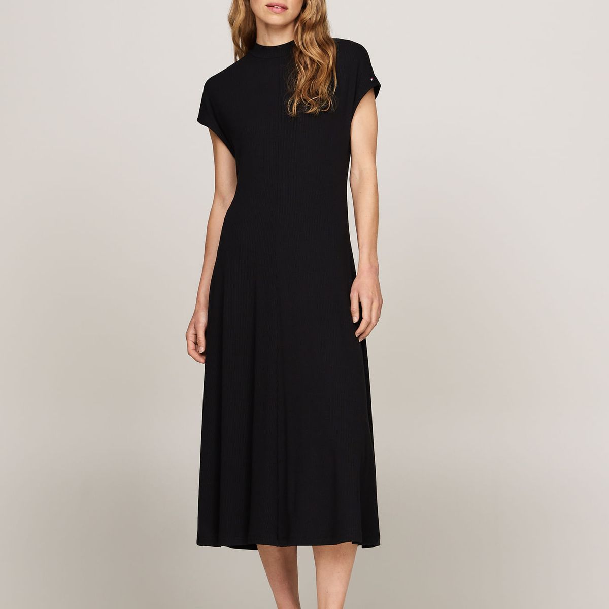 TOMMY HILFIGER - VESTIDO 5X2 RIB MK-NK MIDI DRESS NS