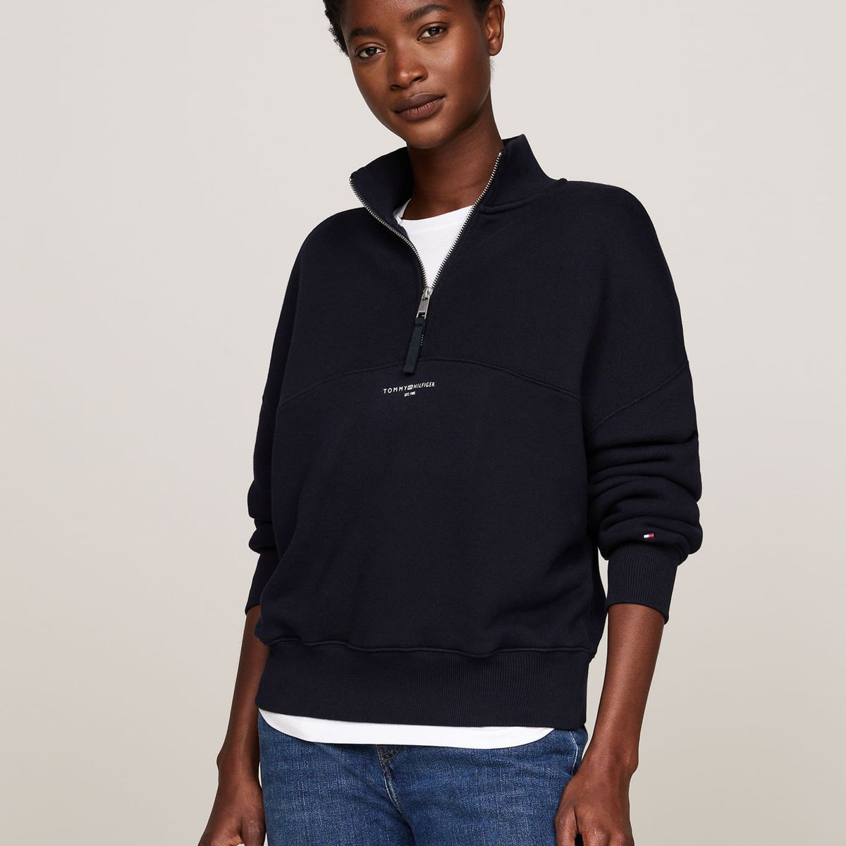 TOMMY HILFIGER - SWEATSHIRT REG MINI CORP 1/2 ZIP SWTSHRT