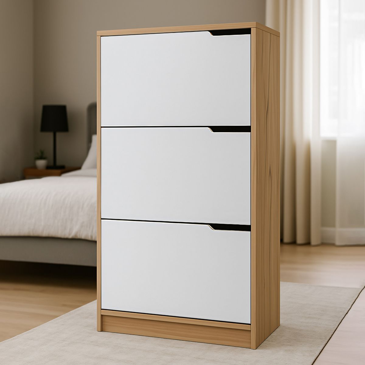 GENERICO - Zapatera Ámbar 3 Puertas Blanco y Duna hasta 36 Pares Huk