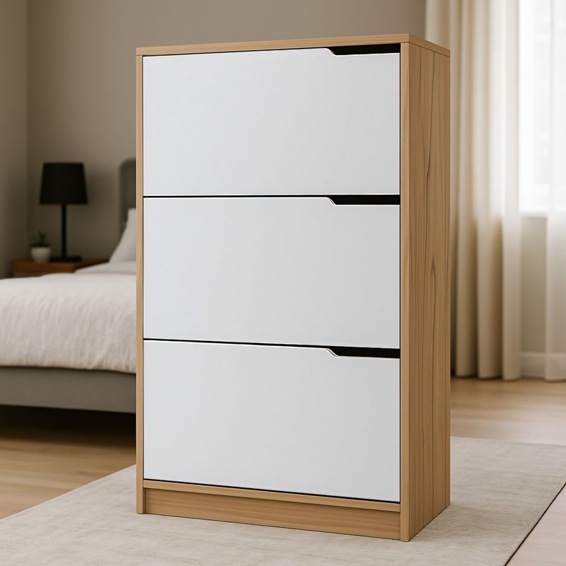 GENERICO - Zapatera Ámbar 3 Puertas Blanco y Duna hasta 36 Pares Huk