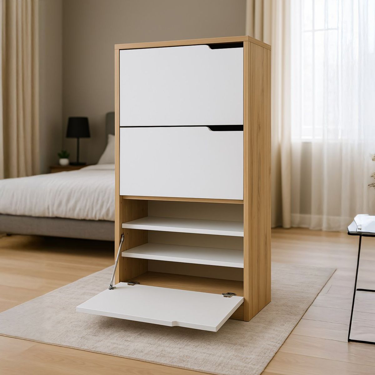 GENERICO - Zapatera Ámbar 3 Puertas Blanco y Duna hasta 36 Pares Huk