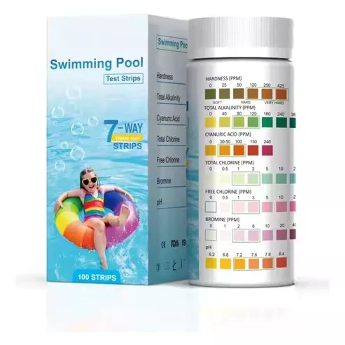 GENERICO - Medidor De Ph,cl Para Piscinas Y Spa, 7 En 1 ,100 U