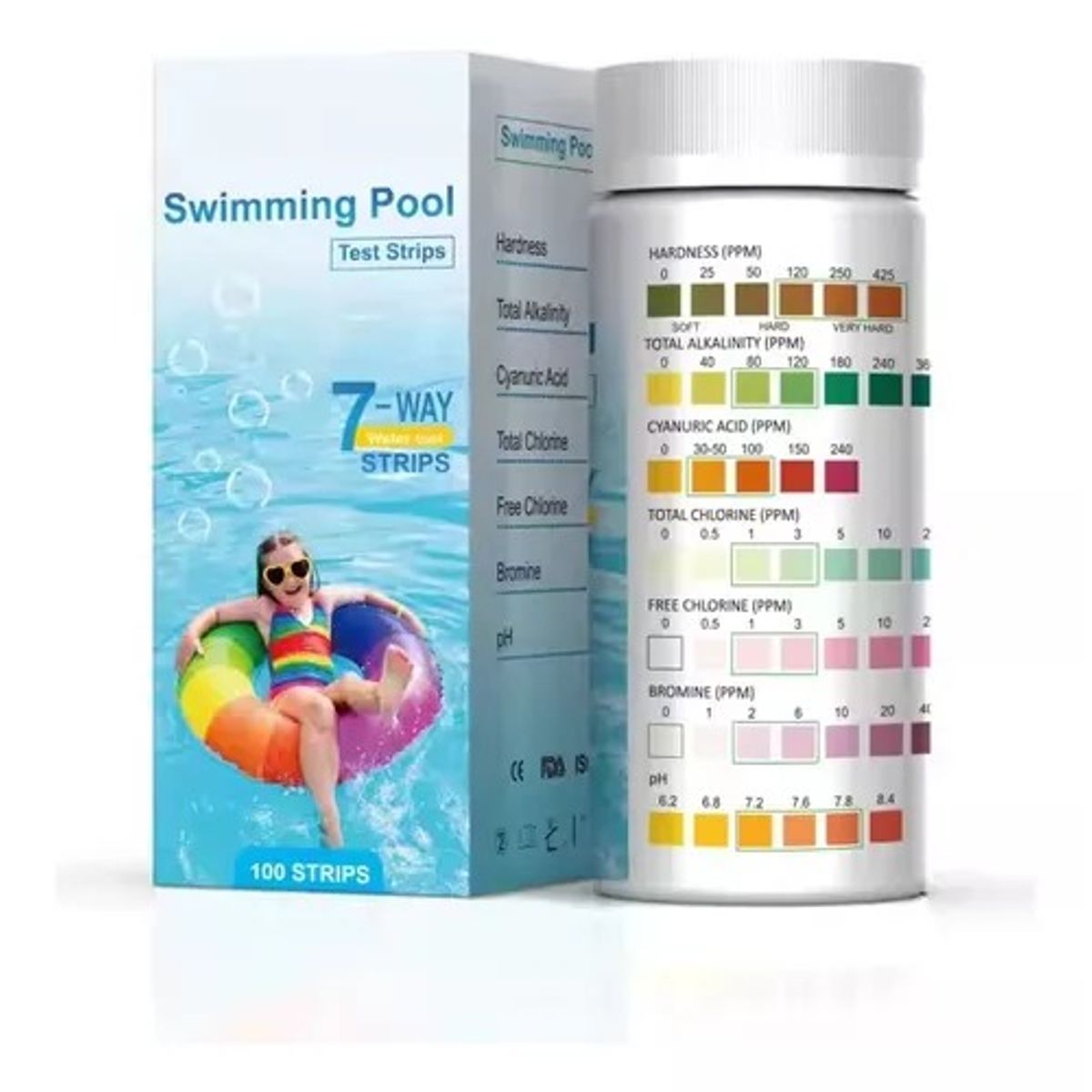 GENERICO - Medidor De Ph,cl Para Piscinas Y Spa, 7 En 1 ,100 U