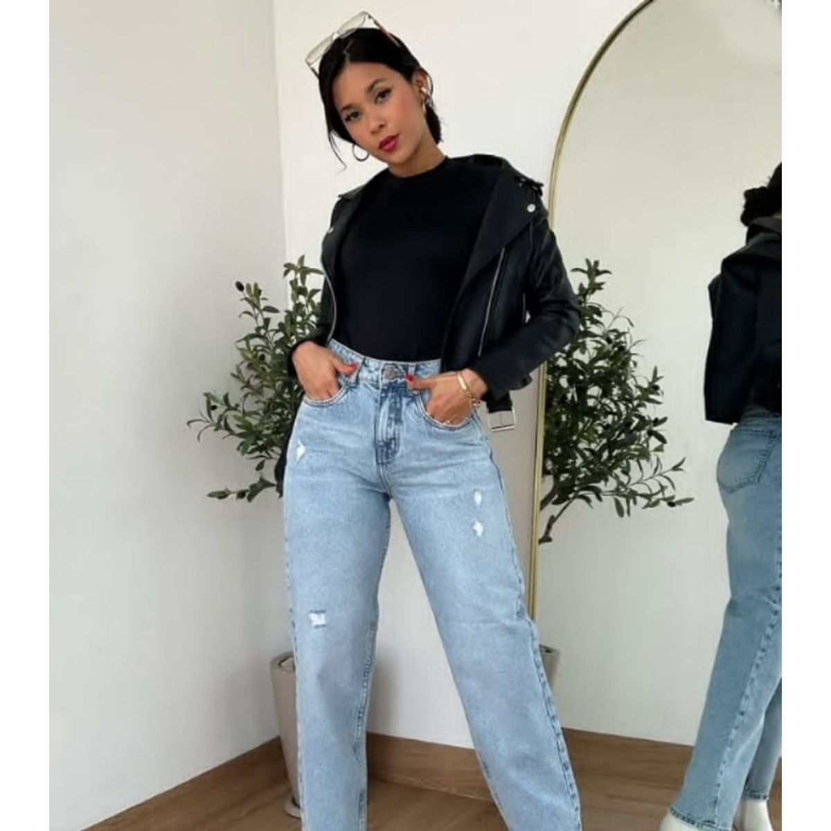 GENERICO - CASACA CUERINA CON CORREA  MUJER