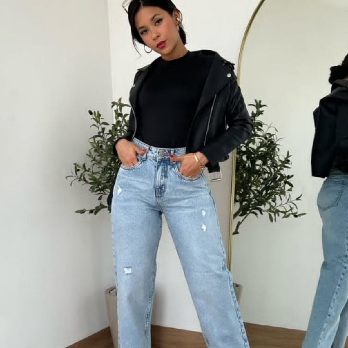 GENERICO - CASACA CUERINA CON CORREA  MUJER