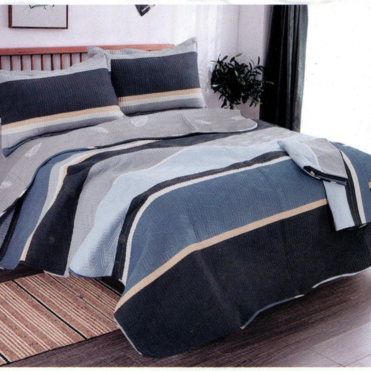 MINGDA - Set de Cubrecama 2pz + Sabanas + Fundas 5 Piezas 100% Algodón