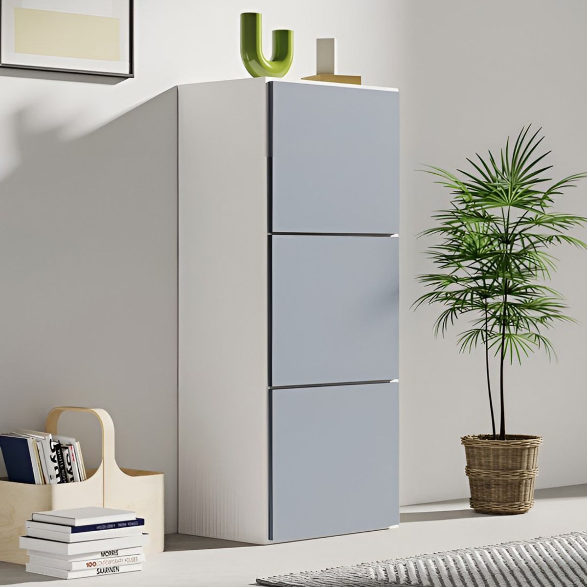 GENERICO - Zapatera Katto 3 Puertas Blanco y Gris 12 Pares Huk