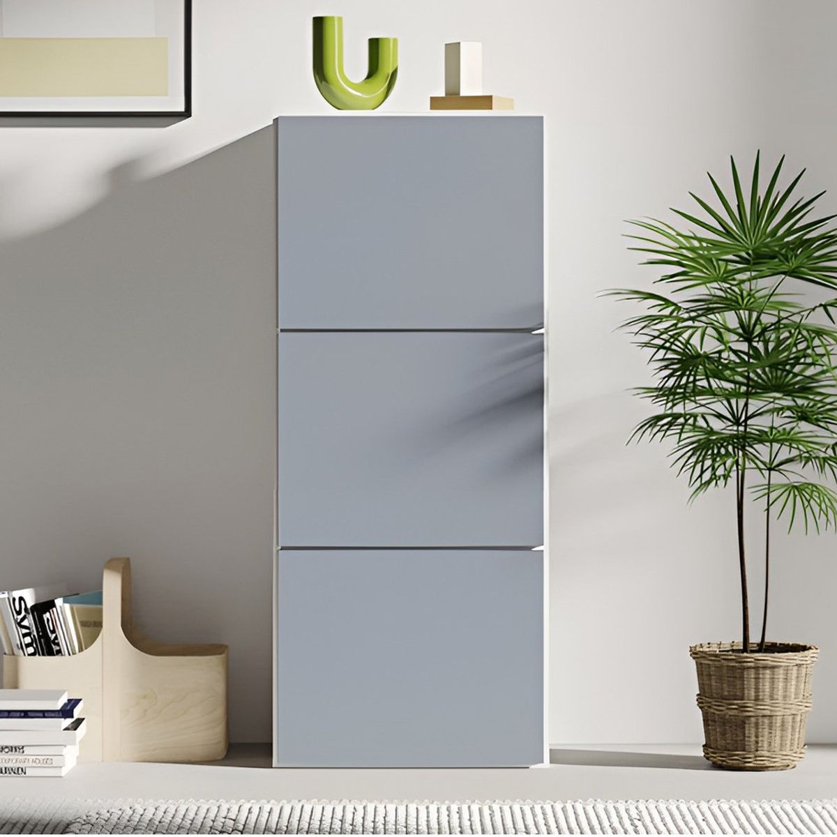 GENERICO - Zapatera Katto 3 Puertas Blanco y Gris 12 Pares Huk