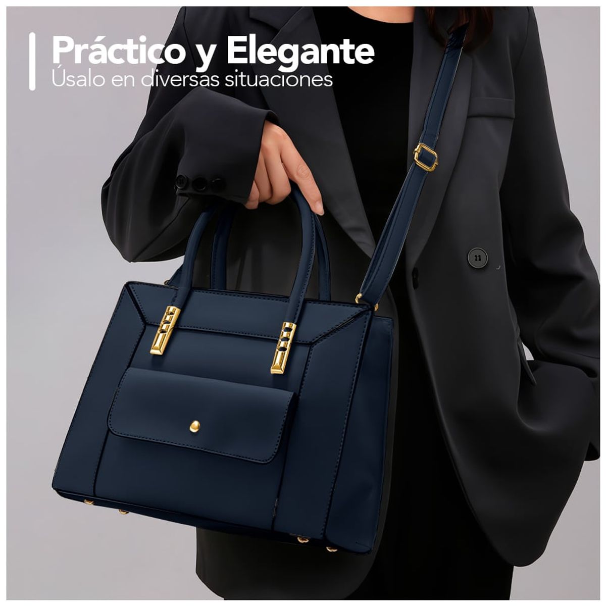 KELLER - Cartera de Mujer Elegante 2 Piezas con Bolsillo Delantero Azul GD7