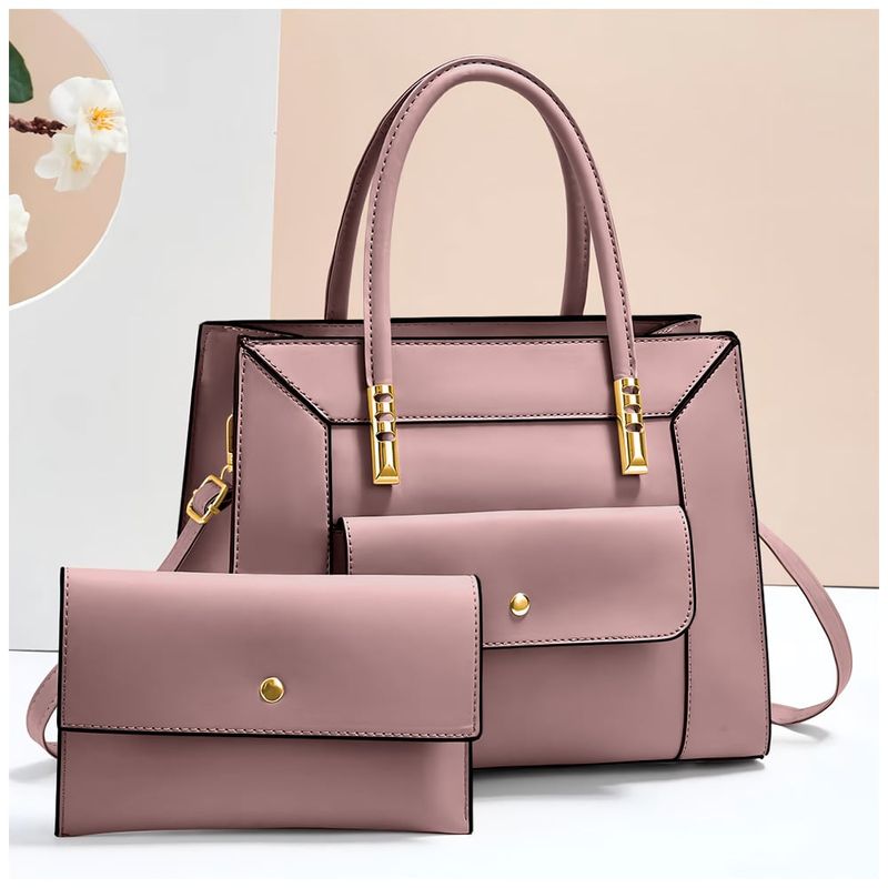 KELLER - Cartera de Mujer Elegante 2 Piezas con Bolsillo Delantero Rosado GD7