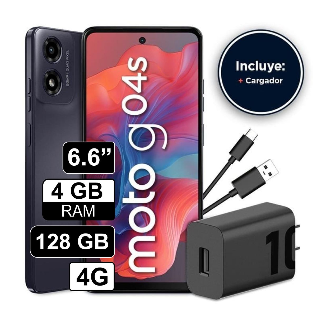 MOTOROLA - Celular Motorola Moto G04S 4GB RAM 128Gb Negro Cósmico