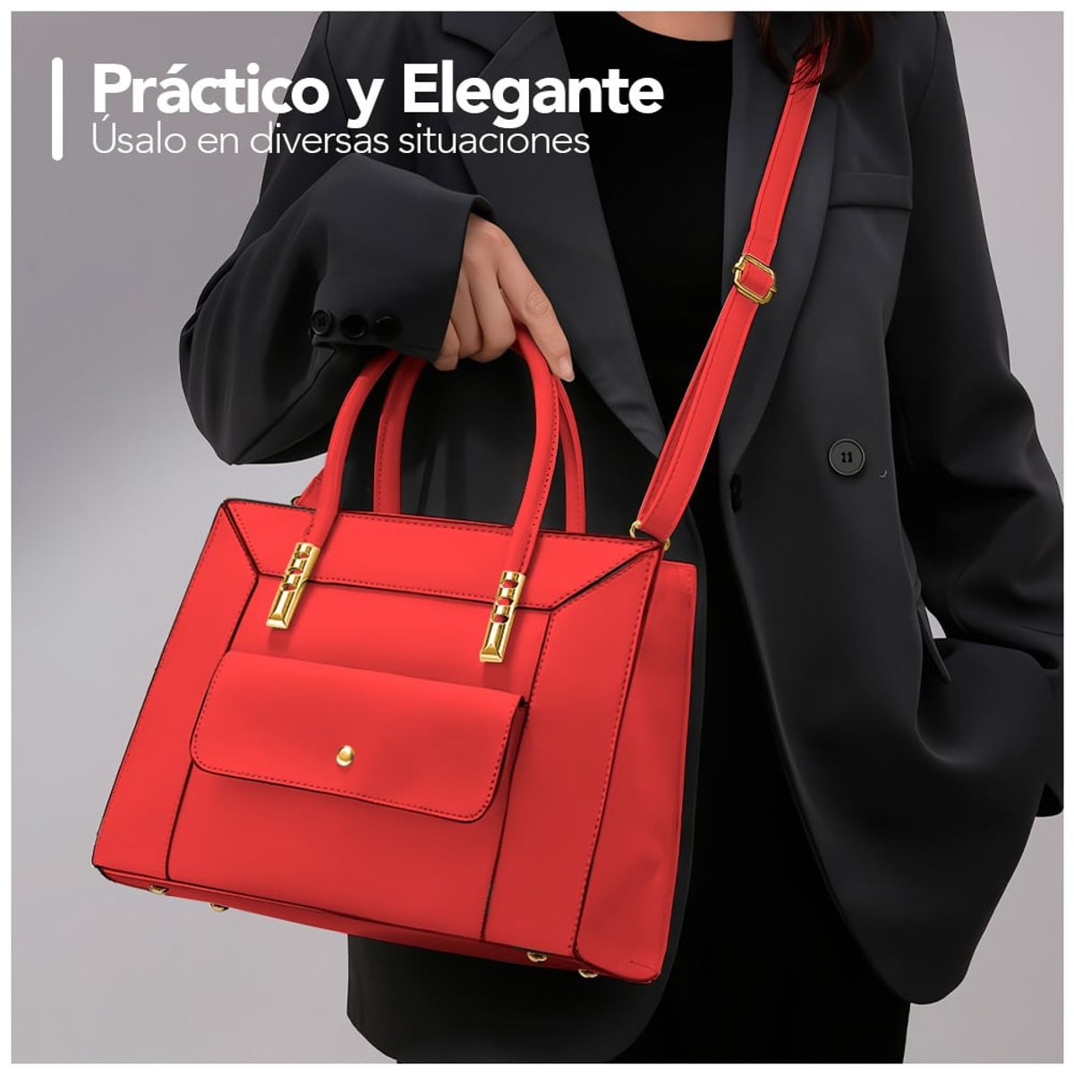 KELLER - Cartera de Mujer Elegante 2 Piezas con Bolsillo Delantero Rojo GD7