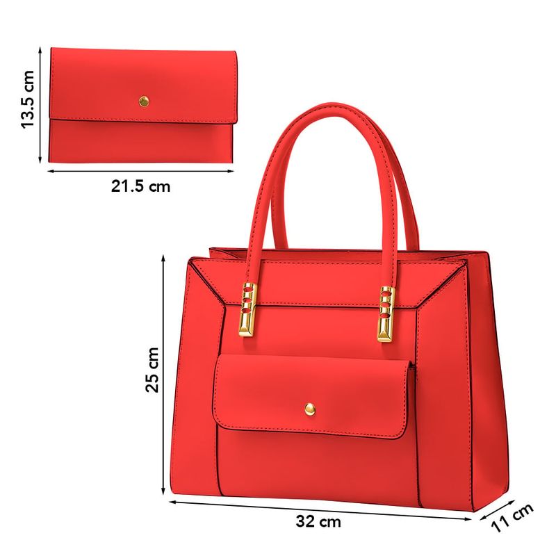 Cartera de Mujer Elegante Piezas con Bolsillo Delantero Rojo GD7