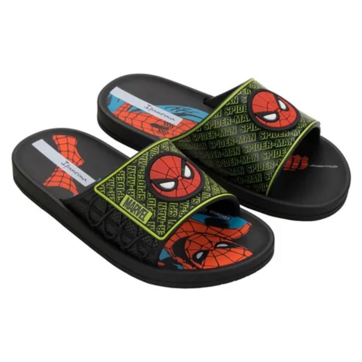 MARVEL - Sandalias Deluxe Spiderman Negro Rojo Niño