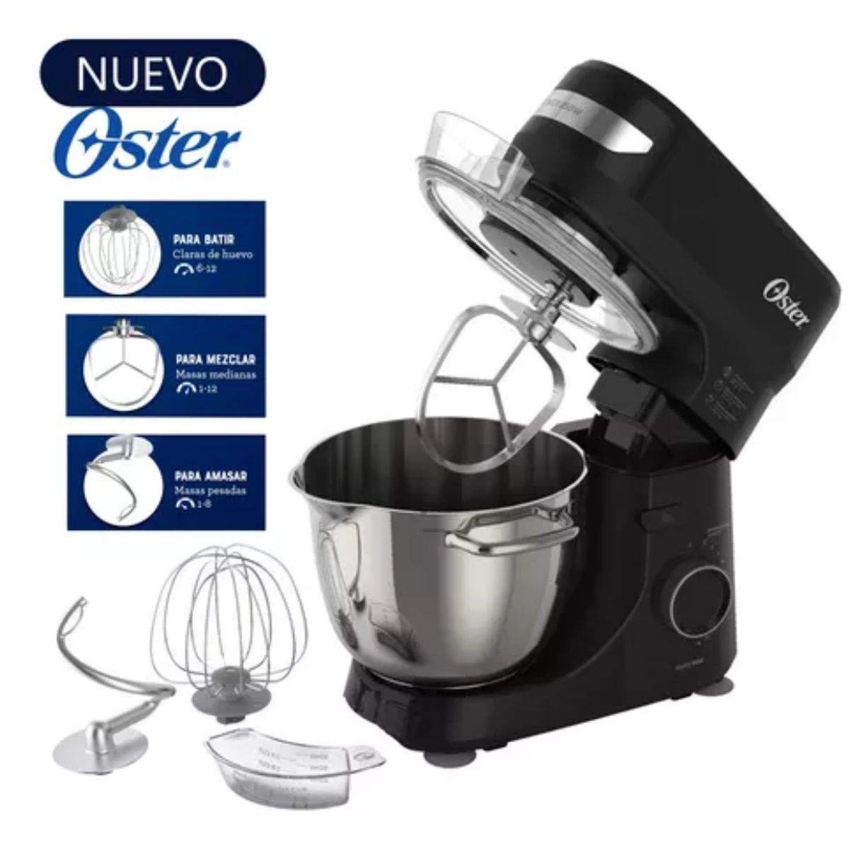 OSTER - Batidora Planetaria 850W FPSTSMPL2B Negra  Potente y Versátil