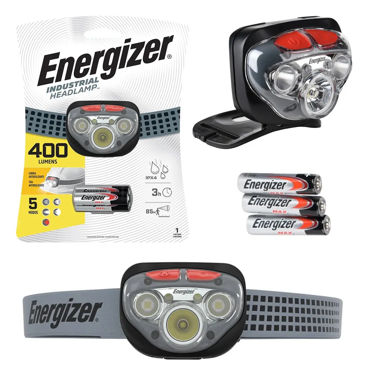 ENERGIZER - Linterna Frontal ENERGIZER 400 Lumenes 5 modos IPX4 85 mts