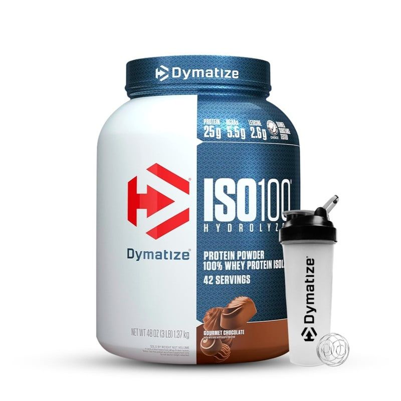 DYMATIZE - Proteína aislada ISO 100 3lb - Dymatize - Chocolate Shaker Gratis