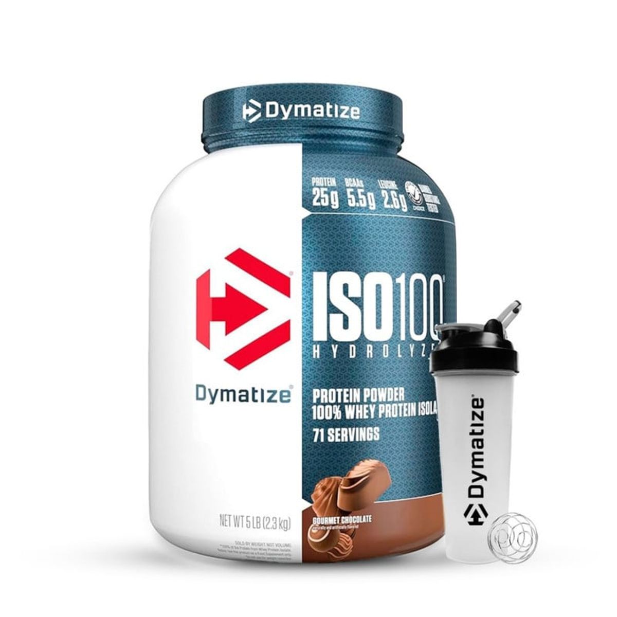 DYMATIZE - Proteína aislada ISO 100 5lb - Dymatize - Chocolate Shaker Gratis