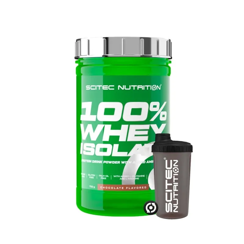 SCITEC NUTRITION - Proteína 100% Whey Isolate 680gr - Scitec Nutrition - Chocolate Shaker Gratis