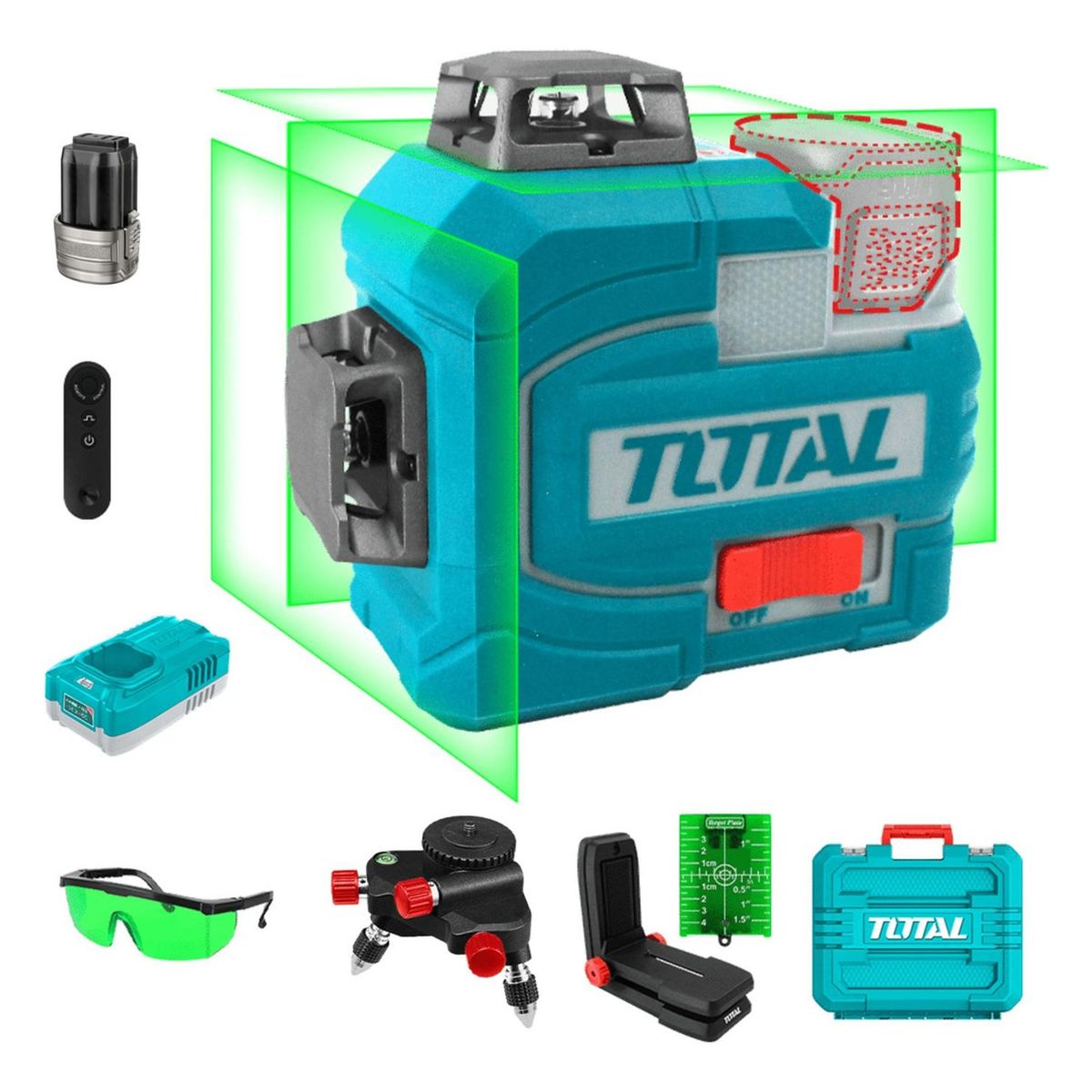 TOTAL TOOLS - Nivel laser 12 líneas + accesorios Total
