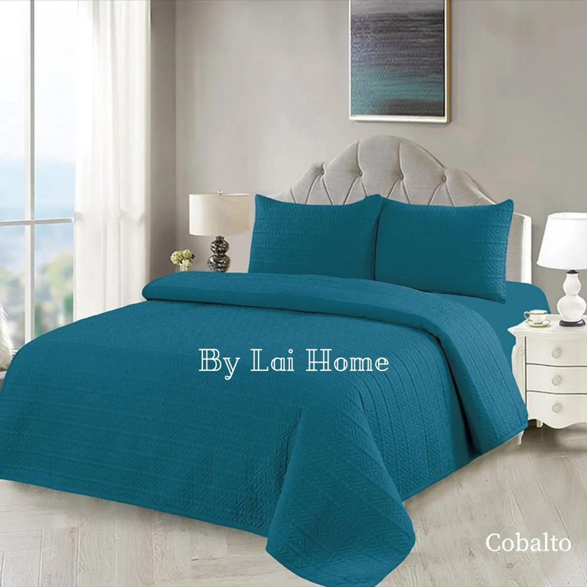 CASATEX - Set Cubrecama Liso + Juego de Sábanas King 100% Algodón