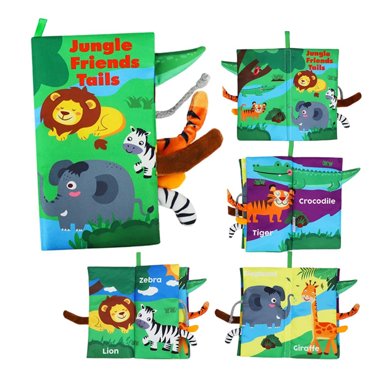 GENERICO - Libro de Tela Estimulación Sensorial Jungly Tails