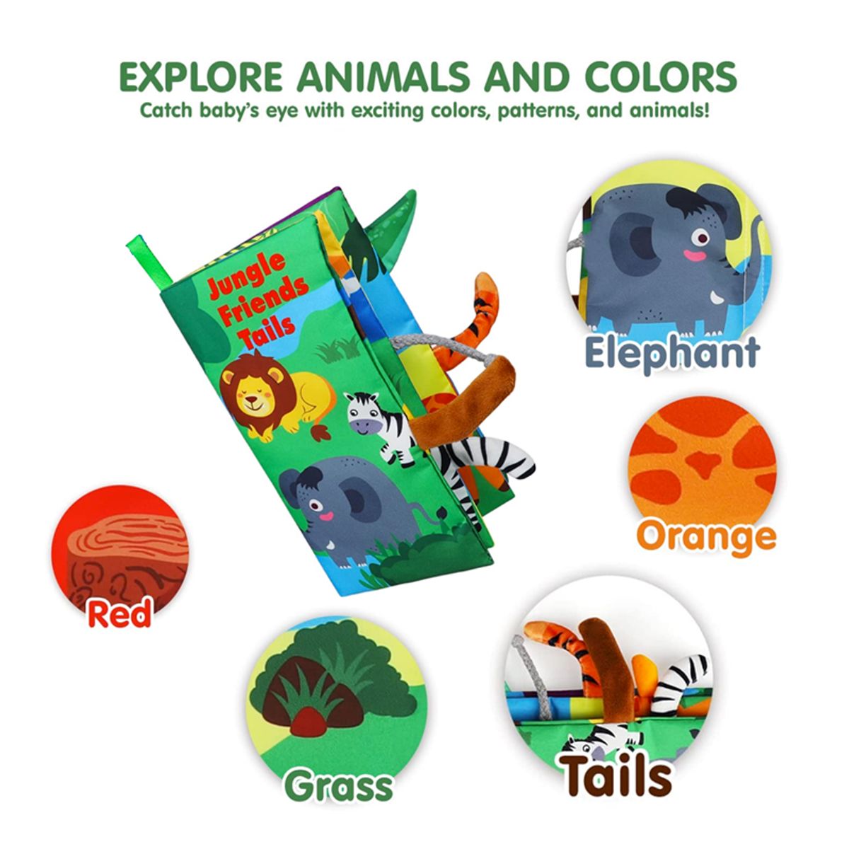 GENERICO - Libro de Tela Estimulación Sensorial Jungly Tails