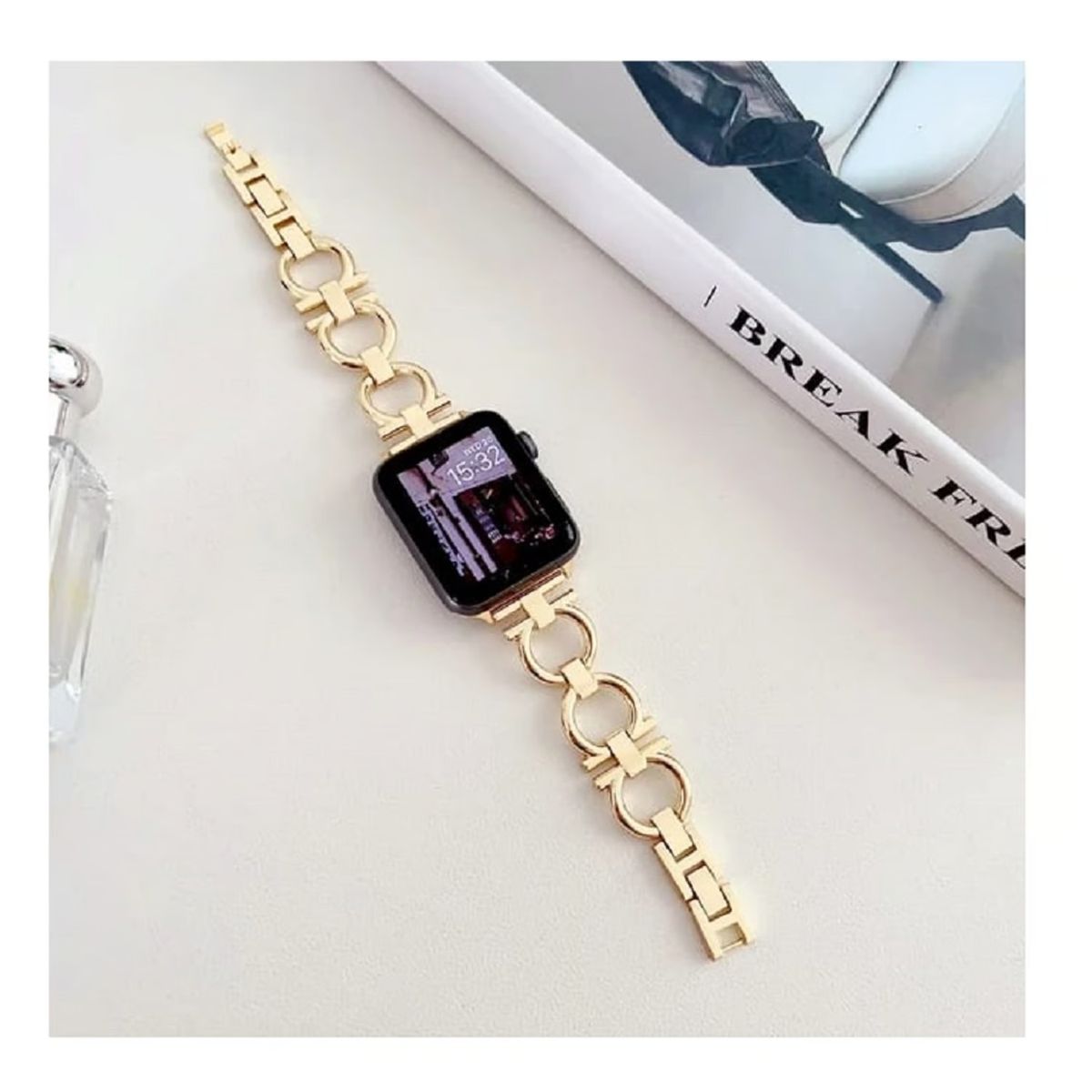 GENERICO - Correa Para Applewatch y Watch Acero Chanel 42-44-45-49mm Dorado