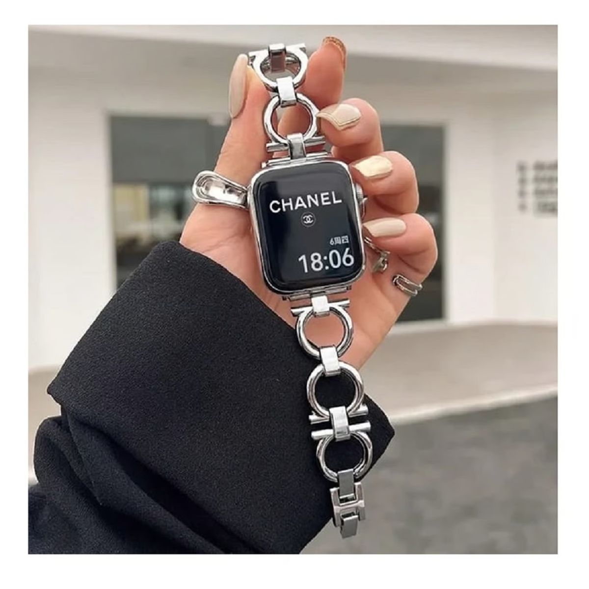 GENERICO - Correa Para Applewatch y Watch Acero Chanel 42-44-45-49mm Plata