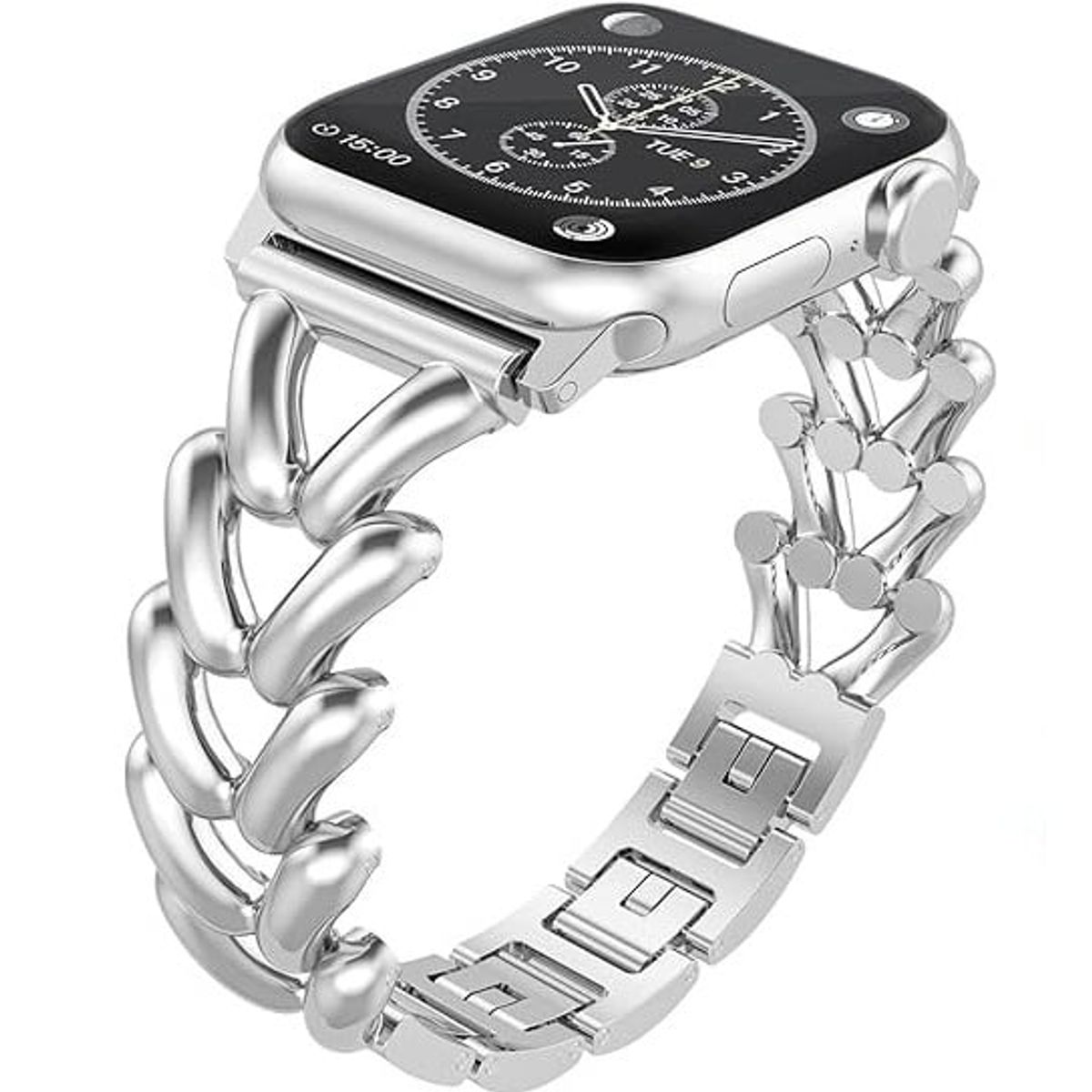 GENERICO - Correa Para Applewatch Y Watch 42-44-45-49mm Acero Trenzado Plateado