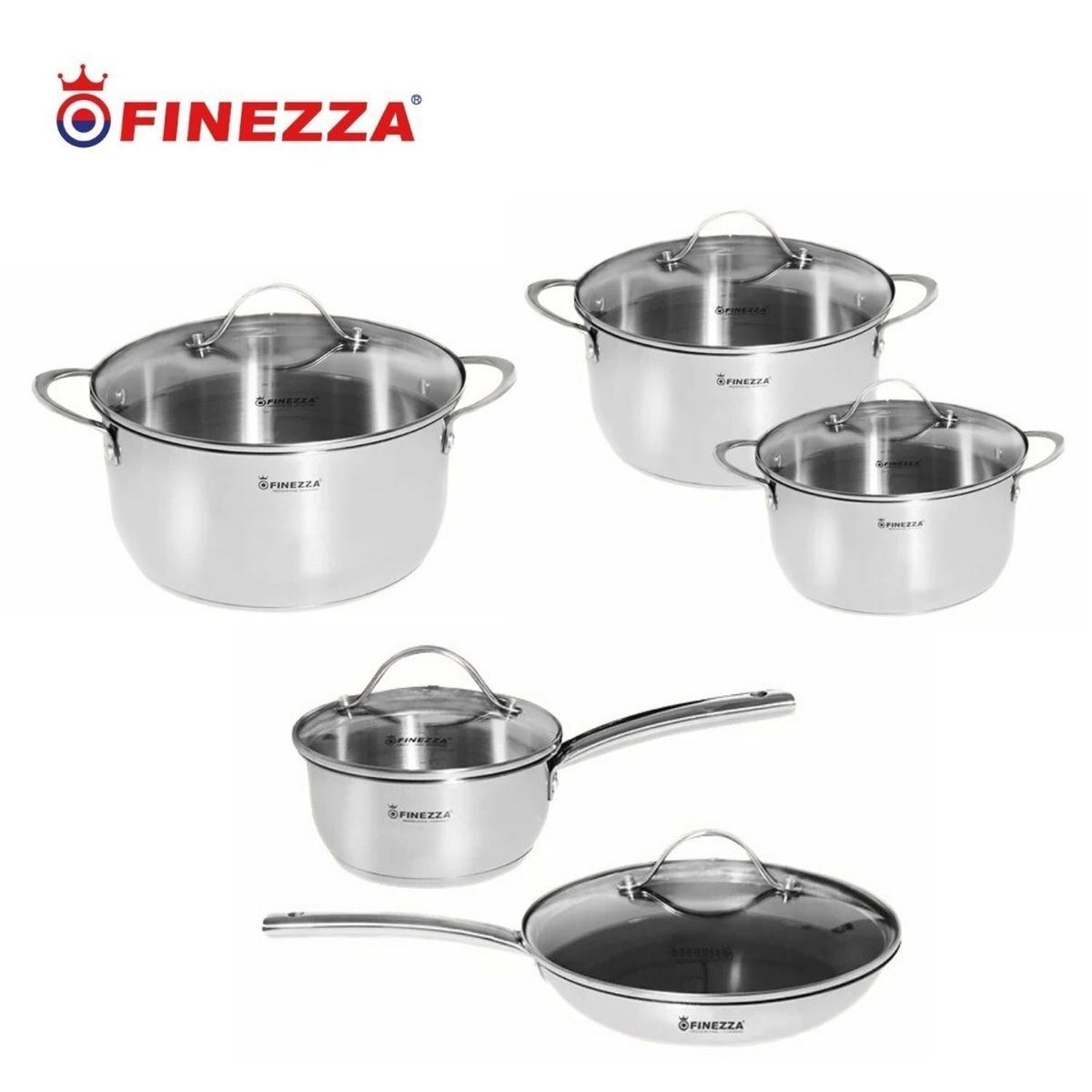 FINEZZA - JUEGO DE OLLAS FINEZZA ACERO INOXIDABLE 10 Pzas FZ-982AE