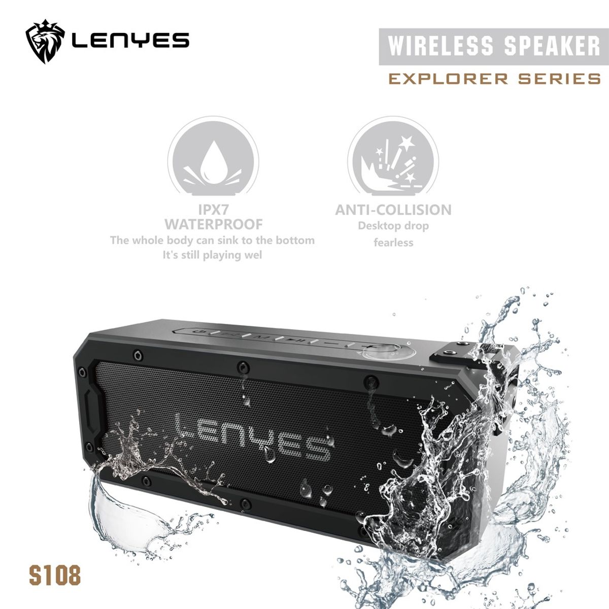 LENYES - Parlante Bluetooth Lenyes S108 Negro Todo Terreno 40W IPX7 5200mAh