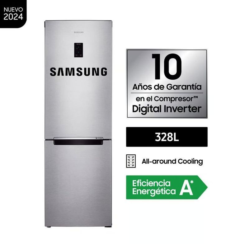 SAMSUNG - Refrigeradora Samsung All Around Cooling 328 Litros RB33J3230SAPE - Plateada