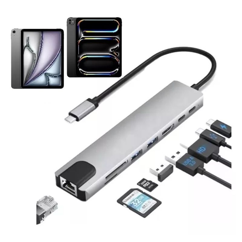 GENERICO - Adaptador Hub Ethernet Usb Para iPad Air 7 M3 Macbook Air M4