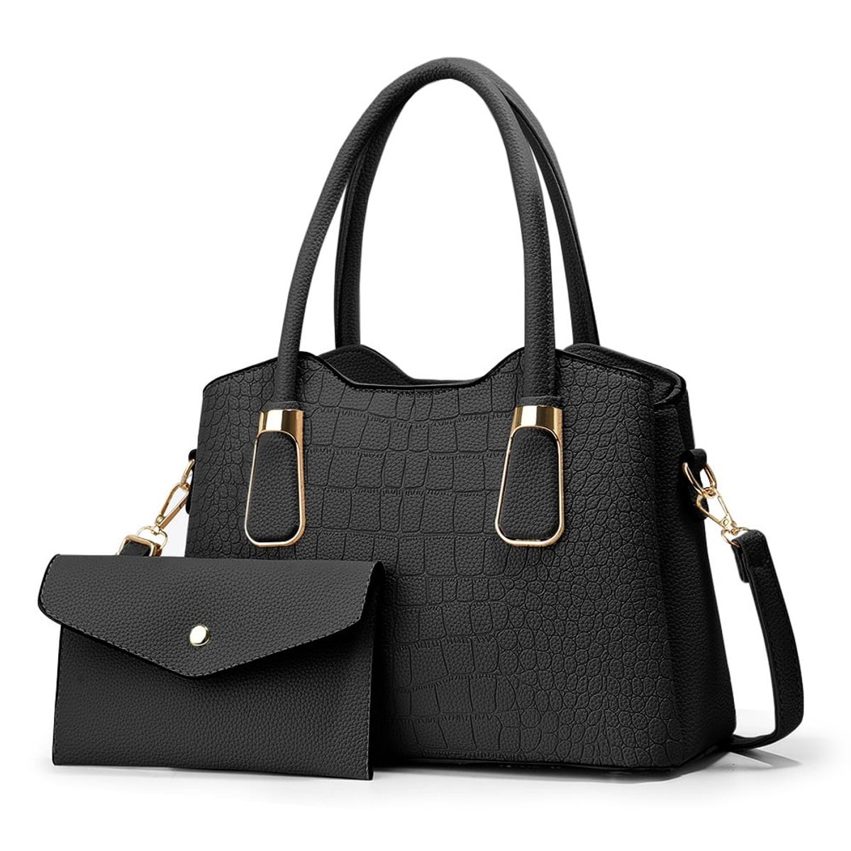 KELLER - Cartera de Mujer Elegante 2 Piezas Negro M72