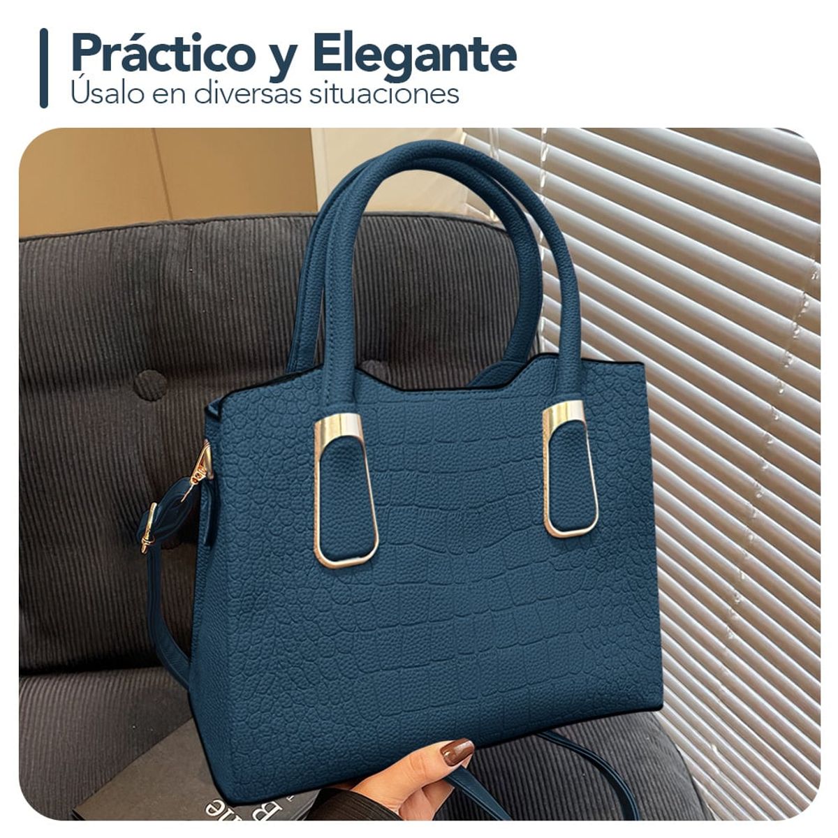 KELLER - Cartera de Mujer Elegante 2 Piezas Azul M72