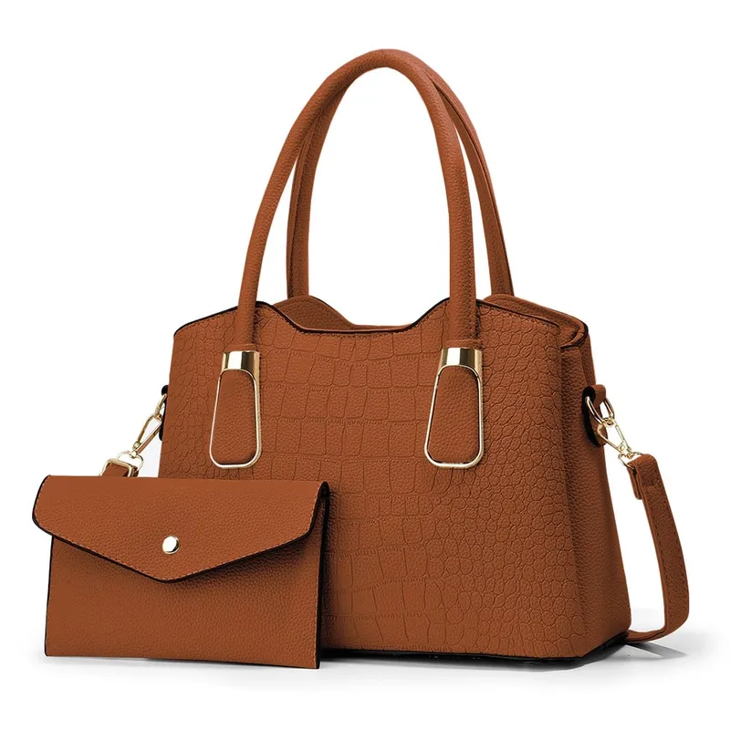 KELLER - Cartera de Mujer Elegante 2 Piezas Camel M72