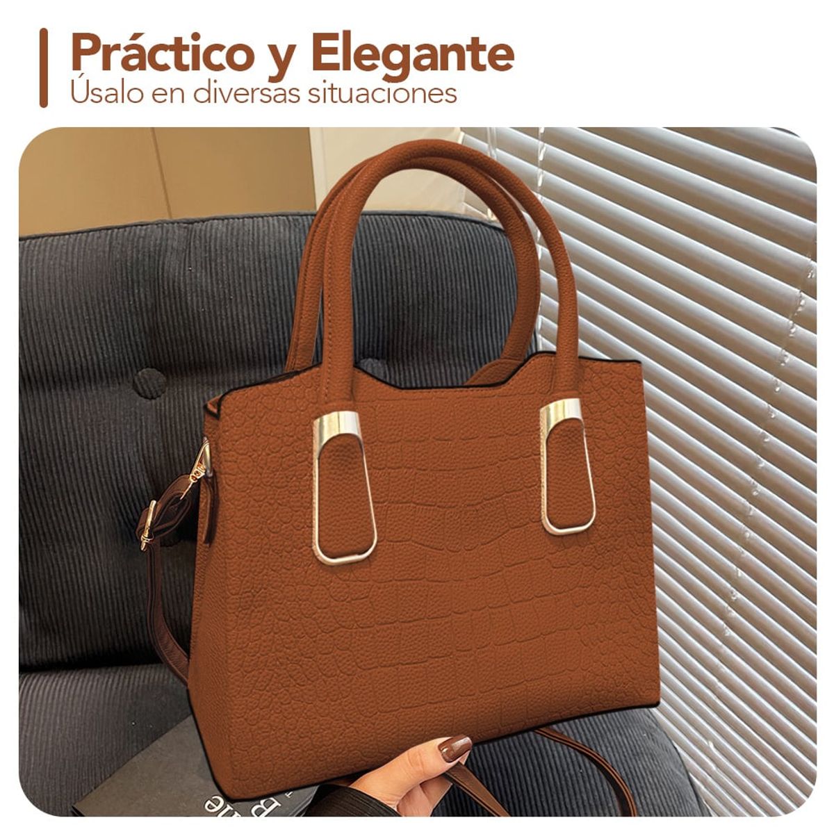 KELLER - Cartera de Mujer Elegante 2 Piezas Camel M72