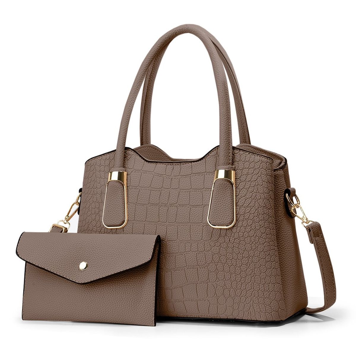KELLER - Cartera de Mujer Elegante 2 Piezas Marrón M72