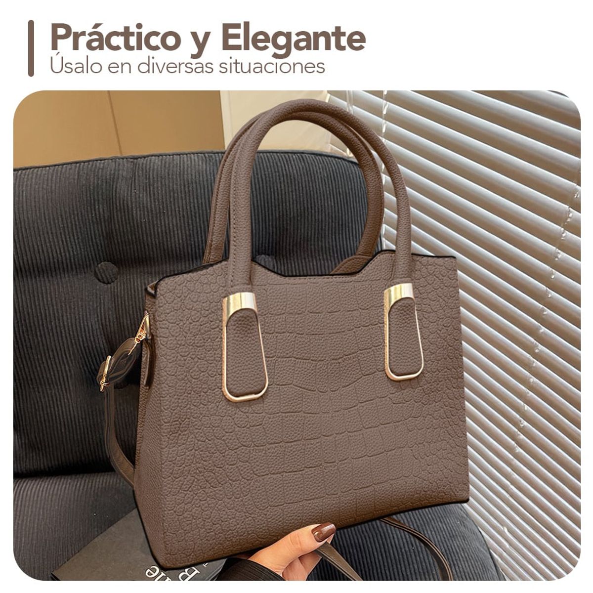 KELLER - Cartera de Mujer Elegante 2 Piezas Marrón M72