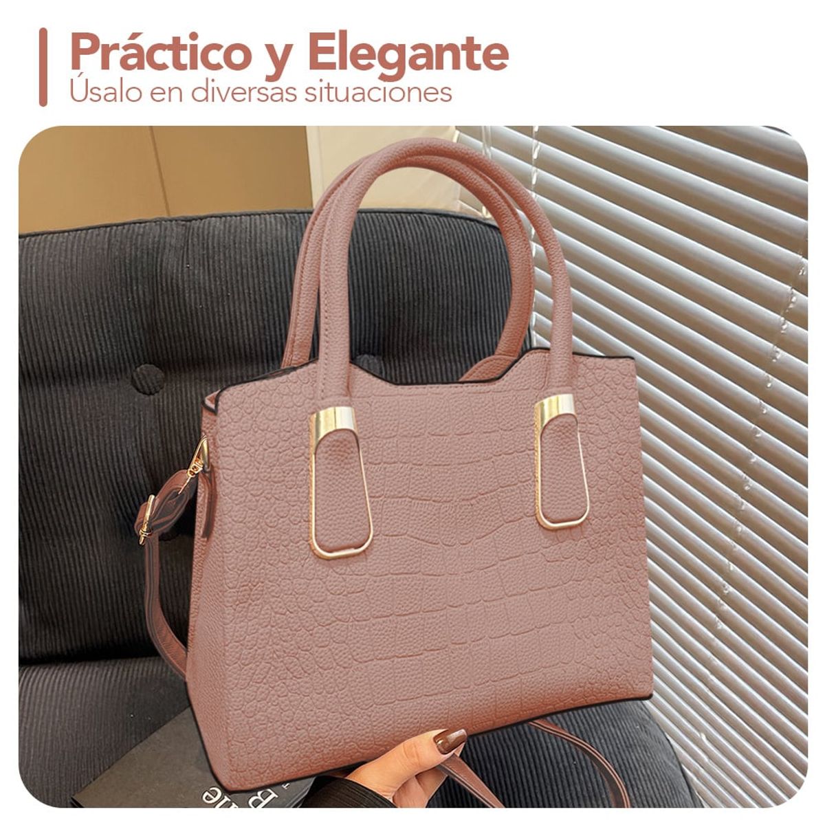 KELLER - Cartera de Mujer Elegante 2 Piezas Rosado M72