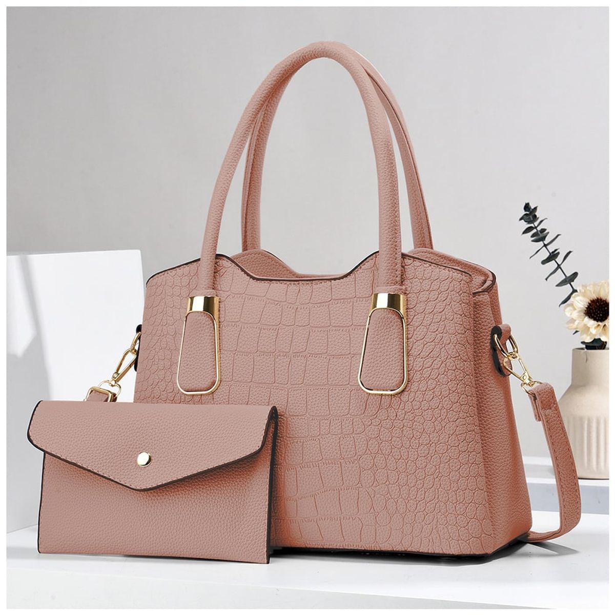 KELLER - Cartera de Mujer Elegante 2 Piezas Rosado M72