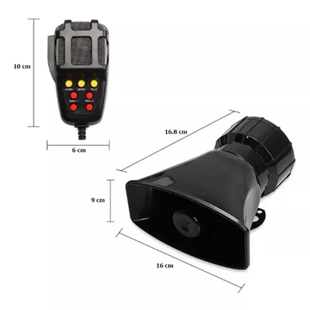 GENERICO - Sirena Policial Megafono 7 Tonos 12v Auto Camioneta Moto