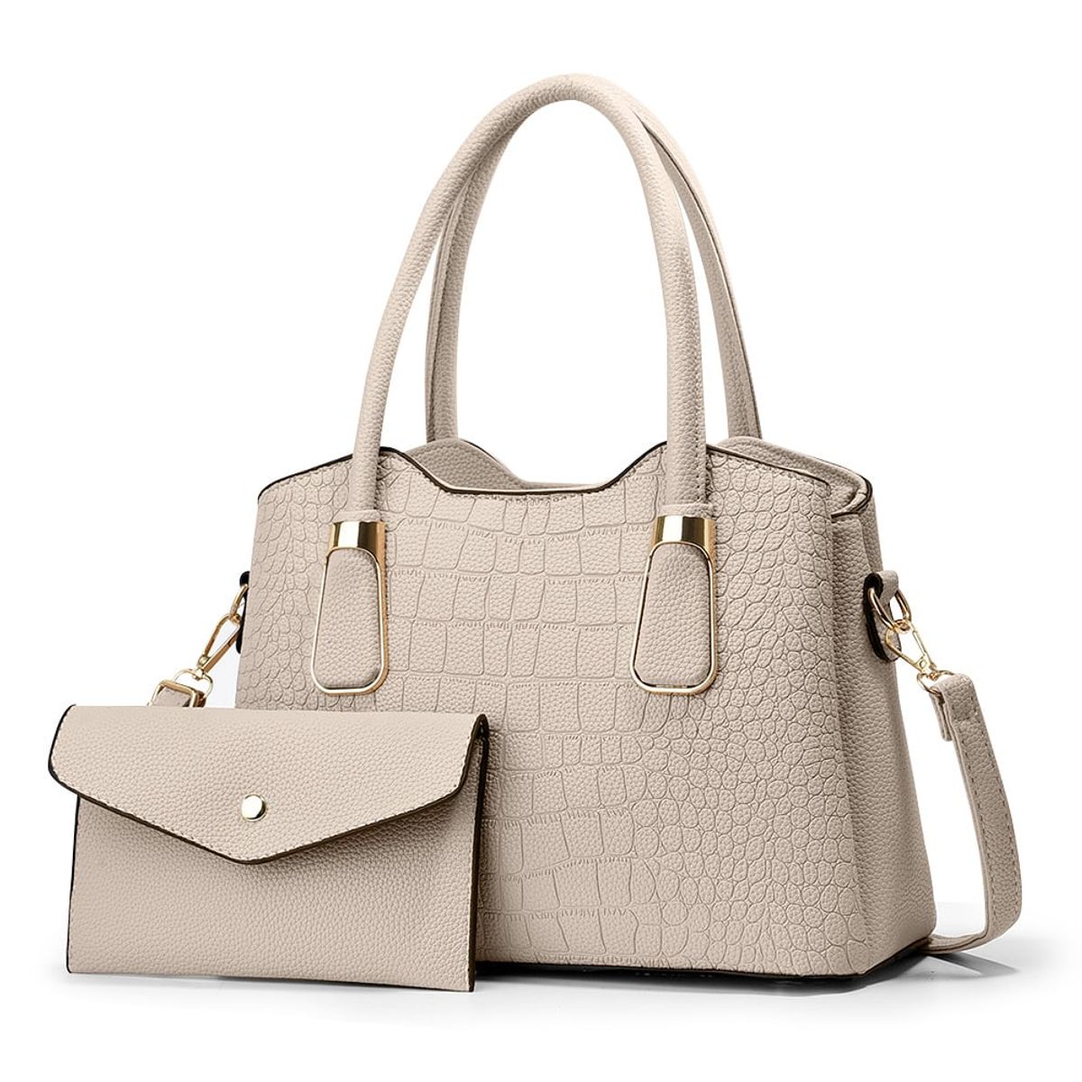 KELLER - Cartera de Mujer Elegante 2 Piezas Beige M72