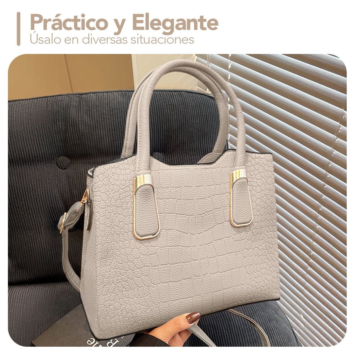 KELLER - Cartera de Mujer Elegante 2 Piezas Beige M72