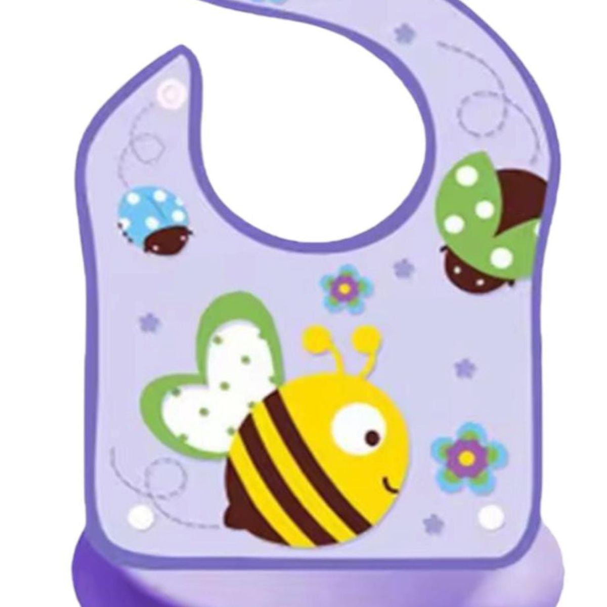 GENERICO - Babero silicona bebé impermeable ABEJA- LILA -Generico