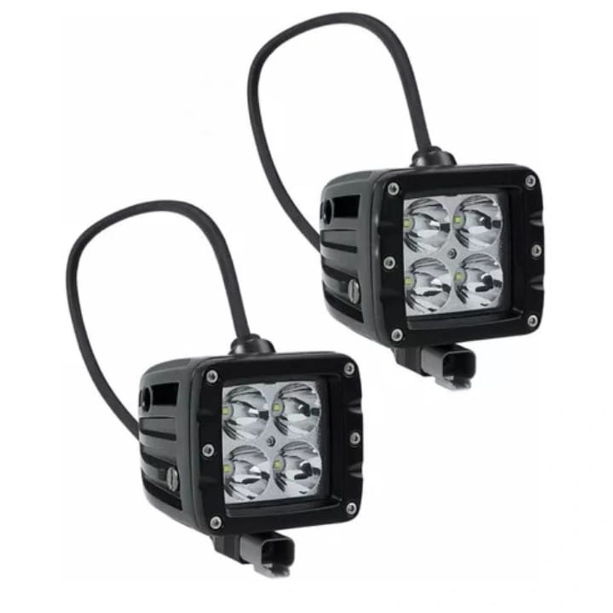 GENERICO - FARO CUADRADO 4 LED LUZ BLANCO C/ PERNOS DE FIJACION 12W