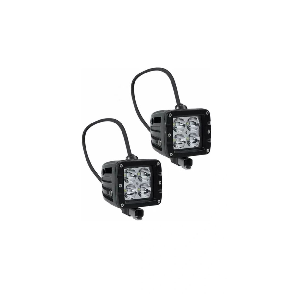 GENERICO - FARO CUADRADO 4 LED LUZ BLANCO C/ PERNOS DE FIJACION 12W